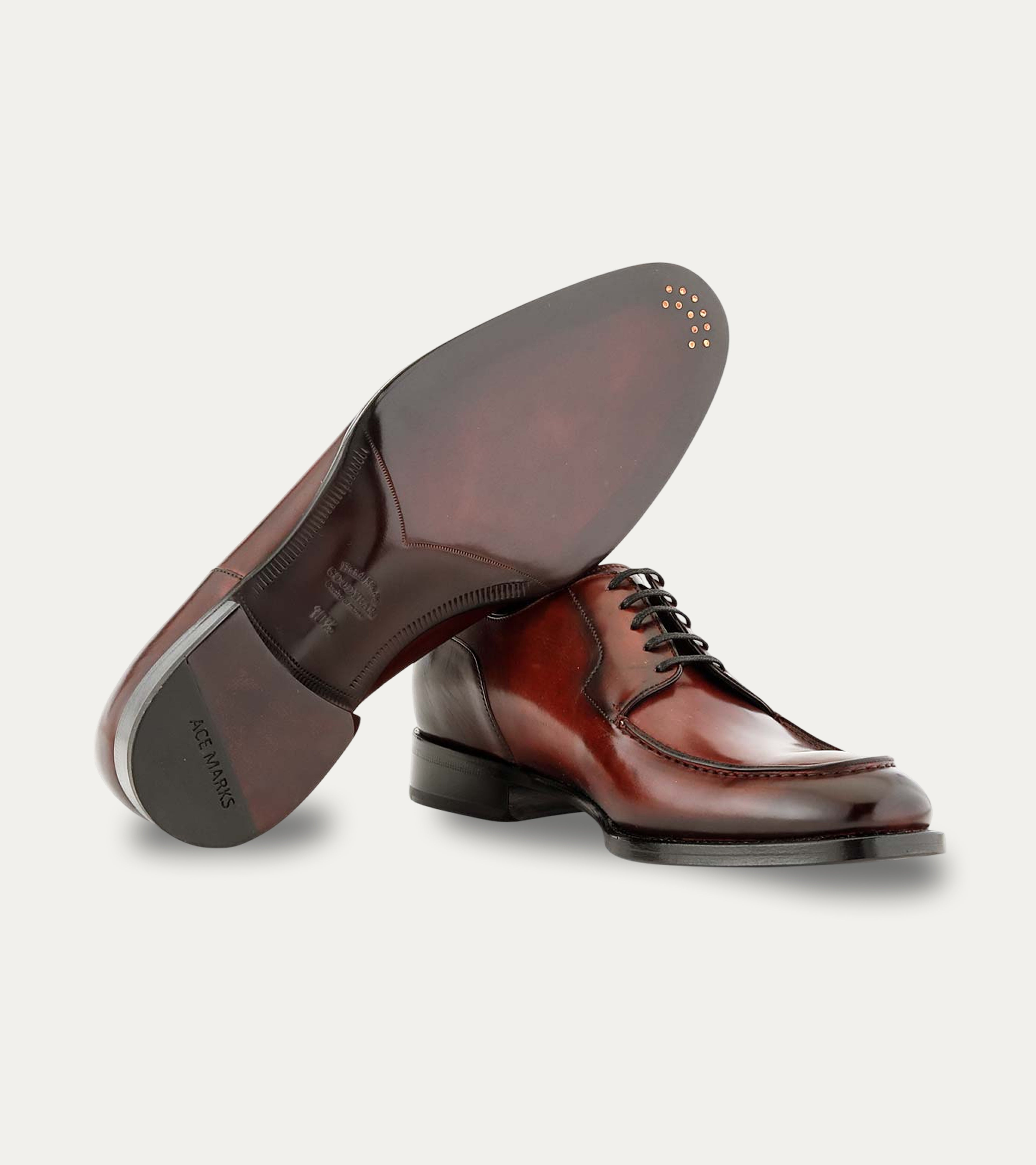 Ace Marks Michael Diablo Signature Scarpe Derby Marroni Pelle