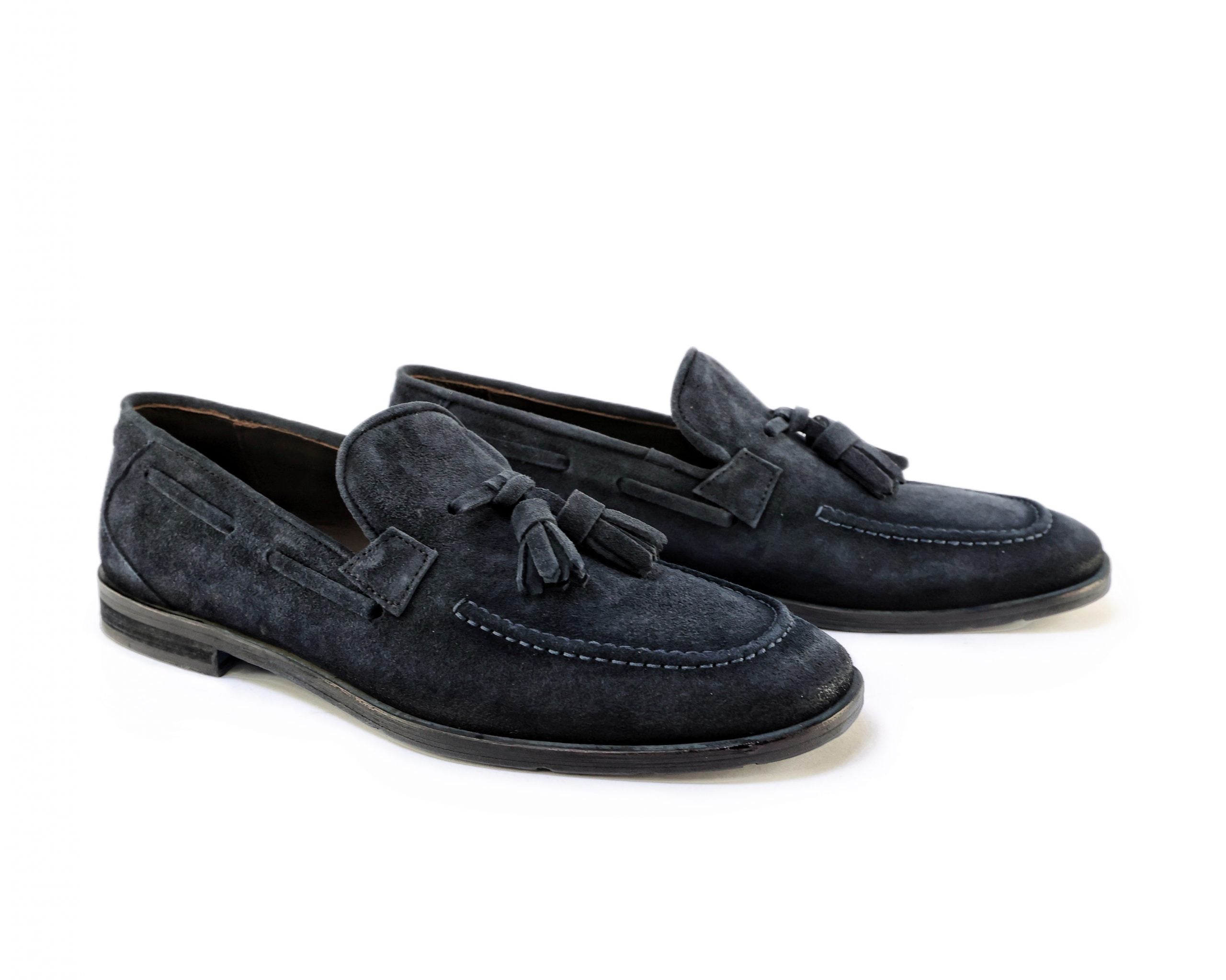 Ton Goût Green Mocassini Uomo Blu Camoscio 41