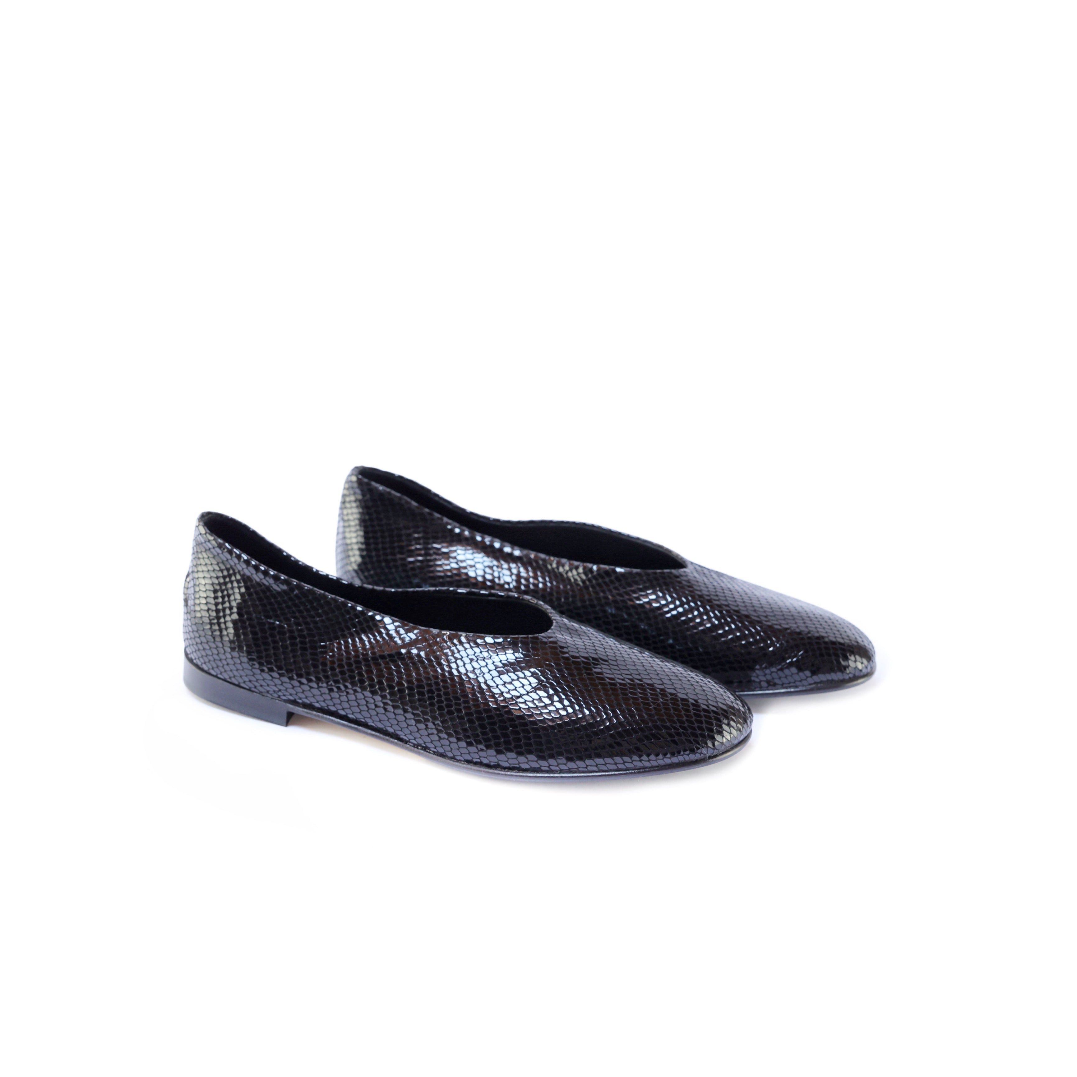Ton Goût Lau ballerine nere 37 nappa serpente tacco 2cm