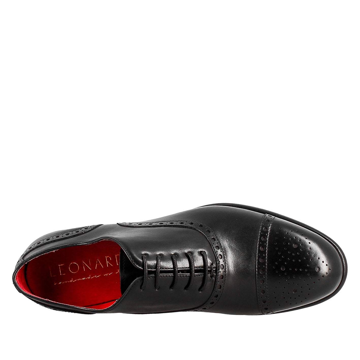 Leonardo Shoes Oxford Semi Brogue Uomo Pelle Nero