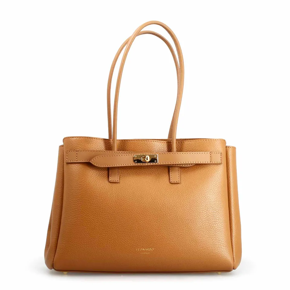 Leonardo Shoes Giulia borsa spalla pelle marrone chiaro