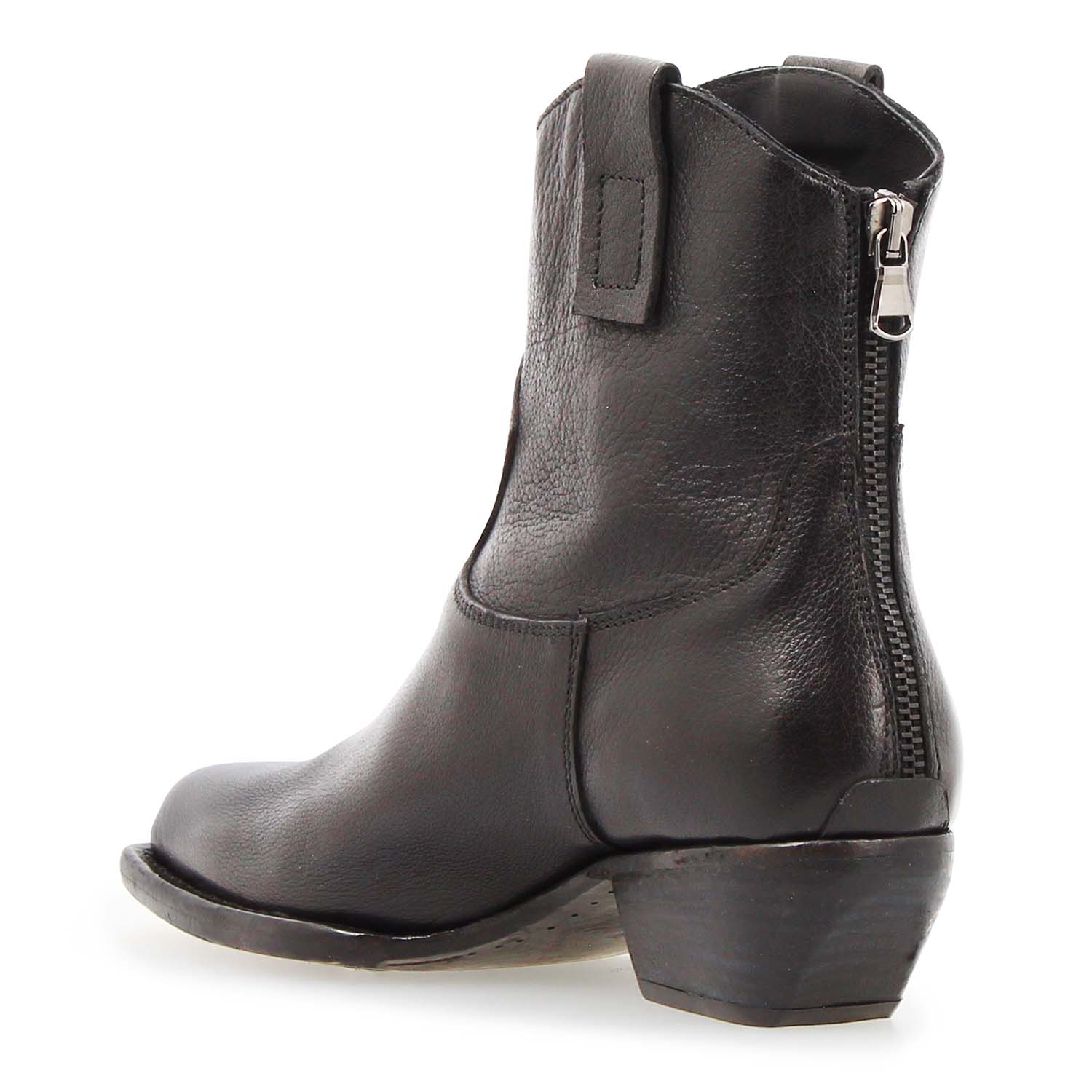 Leonardo Shoes Velvet stivaletto texano nero pelle