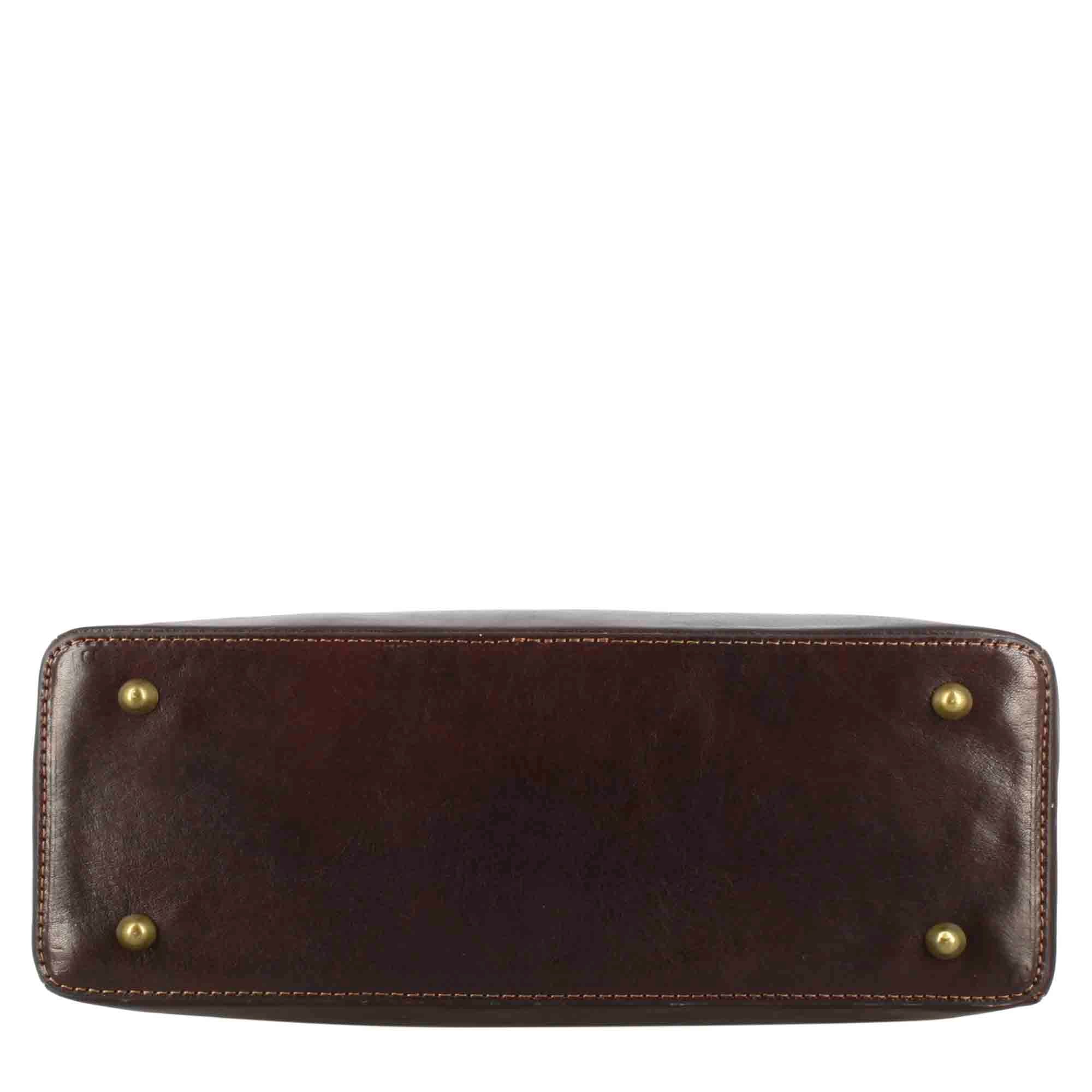 Leonardo Shoes Tulia bauletto borsa pelle marrone scuro