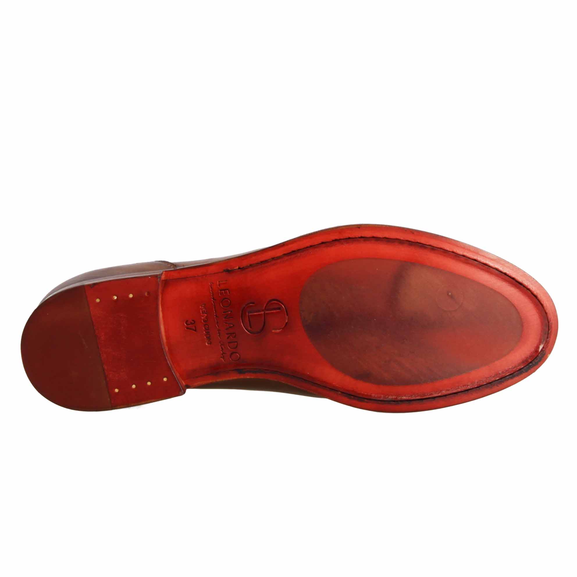 Leonardo Shoes Mocassini Donna Appia Pelle Marrone Nappine