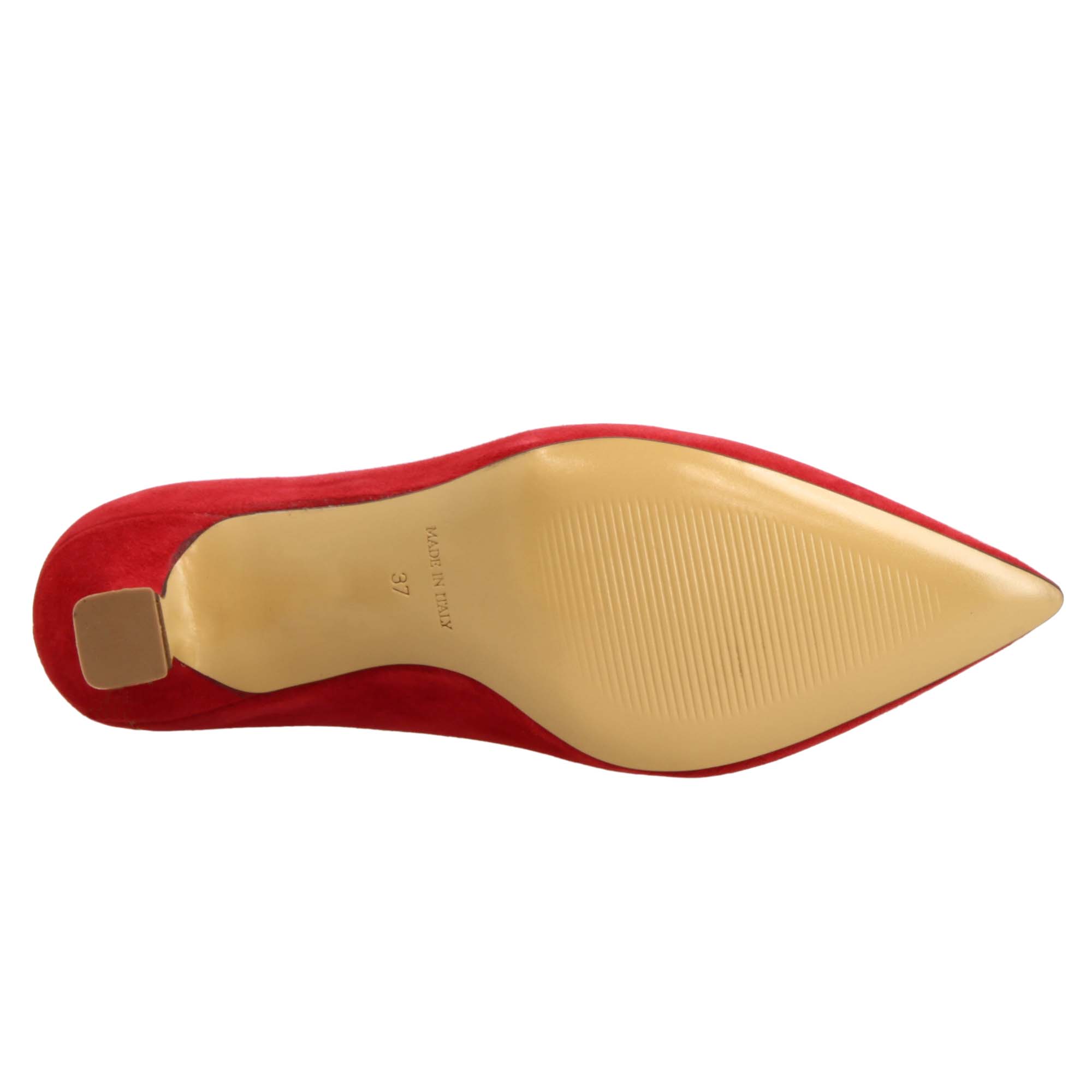 Leonardo Shoes Decollete camoscio rosso tacco 5 cm scarpe donna