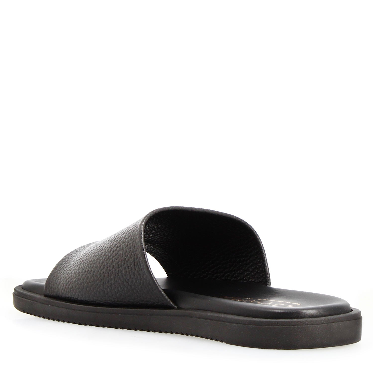 Leonardo Shoes Romolo sandalo uomo pelle nera suola gomma